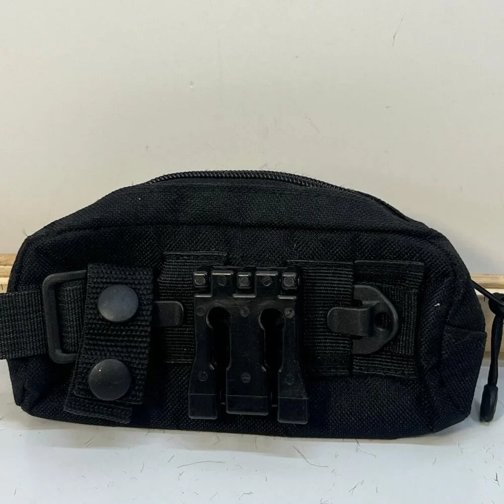 Black Nylon Tactical Waist Pack Belt Mount Utility Pouch Zipper EDC Gear